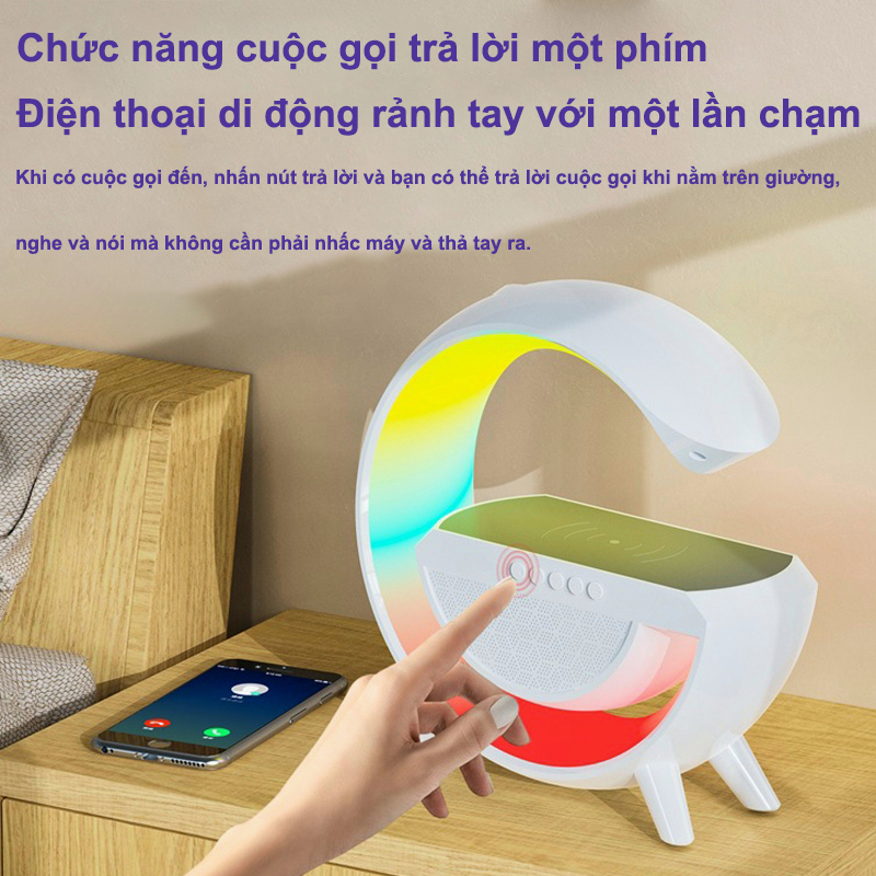 Bluetooth speaker with built-in LED and wireless charging for music or audio, 7-mode light wireless music playing