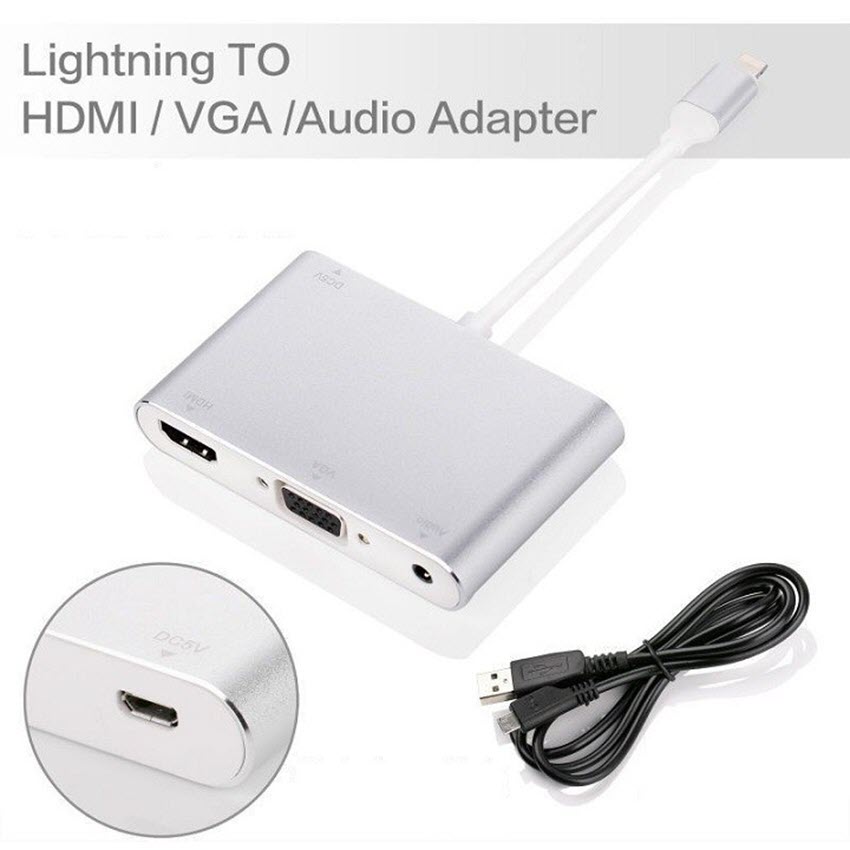 Cáp Chuyển Lightning Ra Hdmi Và Vga Có Cổng Audio chất lượng cao