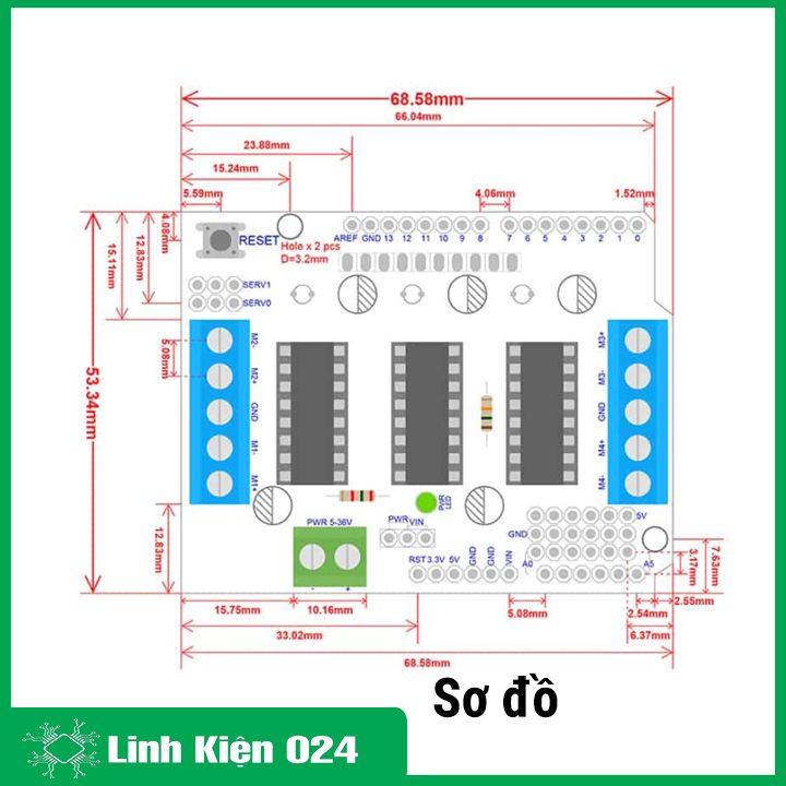 Module điều khiển động cơ L293D - Shield mở rộng cho Arduino