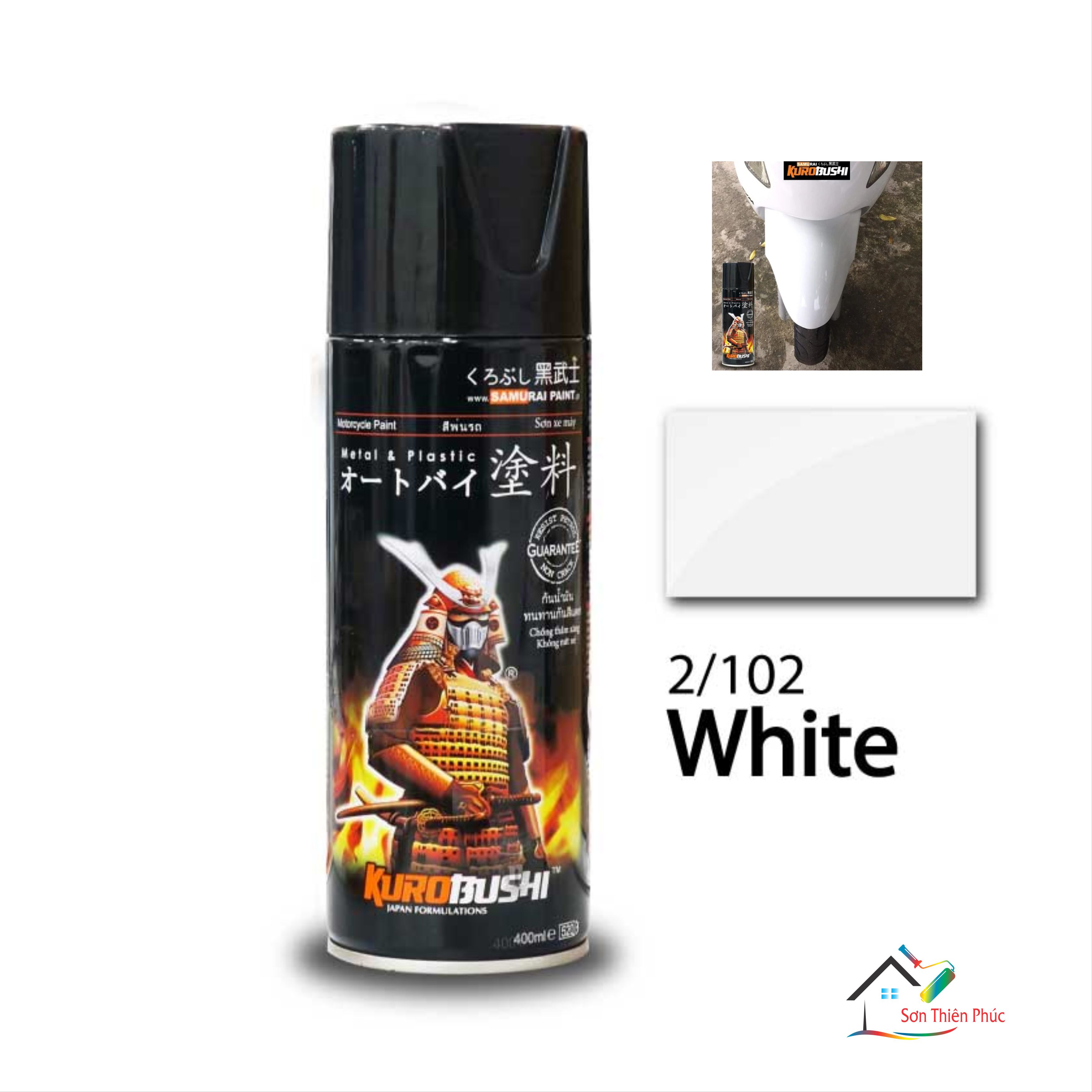 Sơn xịt samurai chính hãng màu trắng - 102.