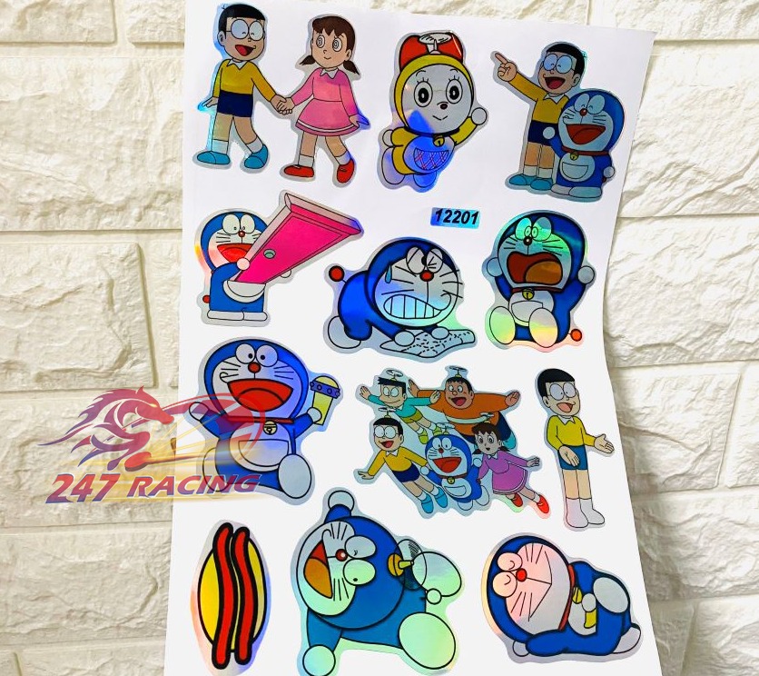 Tem Sticker Doremon và Nobitaa trang trí xe máy 7 màu siêu rẻ đẹp