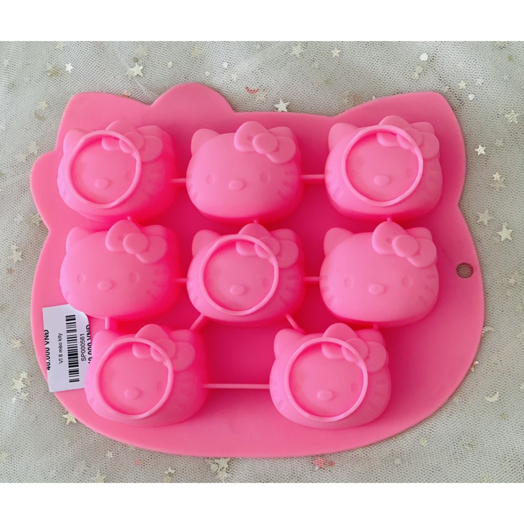 Khuôn silicon mèo Hello Kitty làm bánh rau câu 3D, 4D
