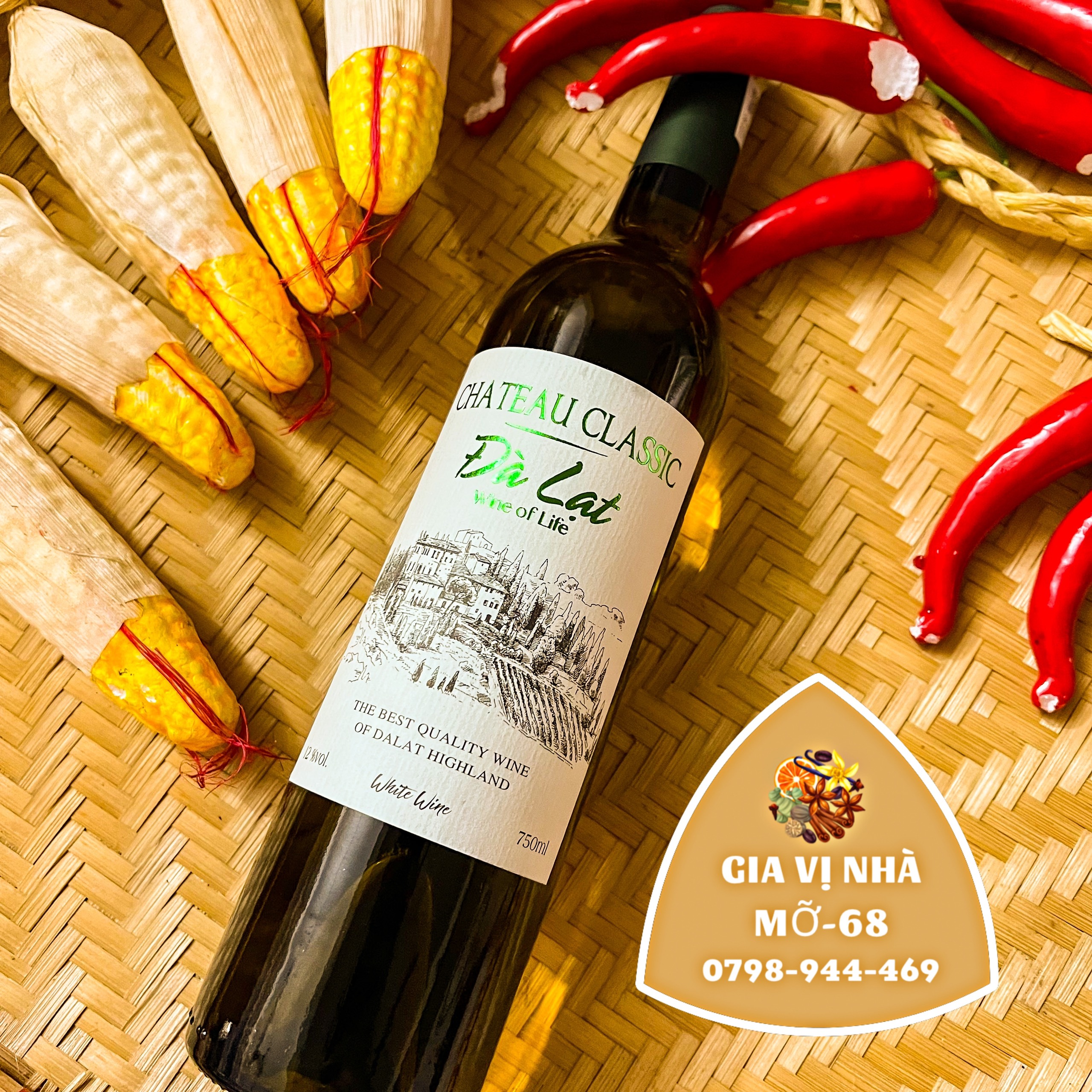 VANG TRẮNG ĐÀ LẠT CHATEAU CLASSIC ( DÙNG TRONG NẤU ĂN )- CHAI 750ML