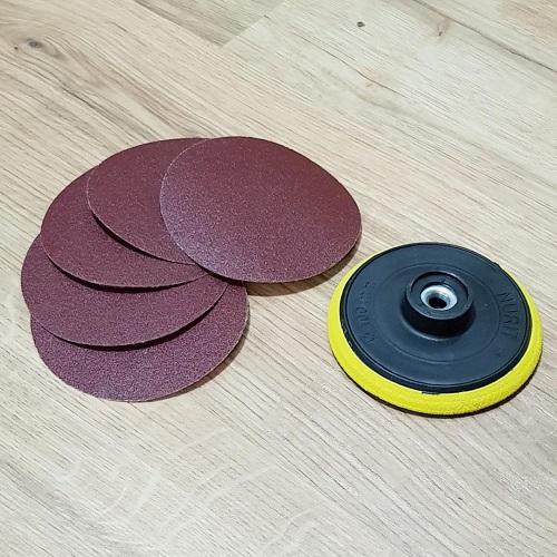 Bộ Phớt (đế) Mài Nhựa Với 5 Miếng Giấy Nhám Tròn 125mm (5 inch)