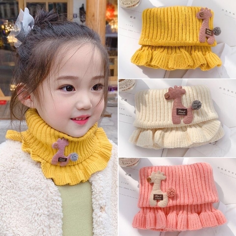[HÀNG QC LOẠI I] Khăn len quàng cổ cho bé gái dạng ống chui nhún bánh bèo_Quần áo trẻ em dà tay thu đông