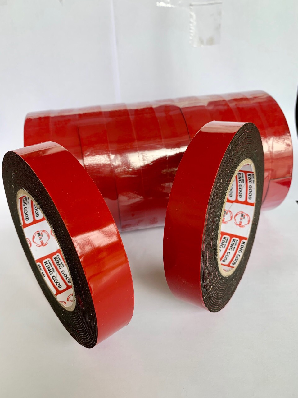 ComBo 2 Cuộn băng keo xốp 2 mặt màu đỏ đen loại 6m (Khổ 24mm) bám dính cực tốt