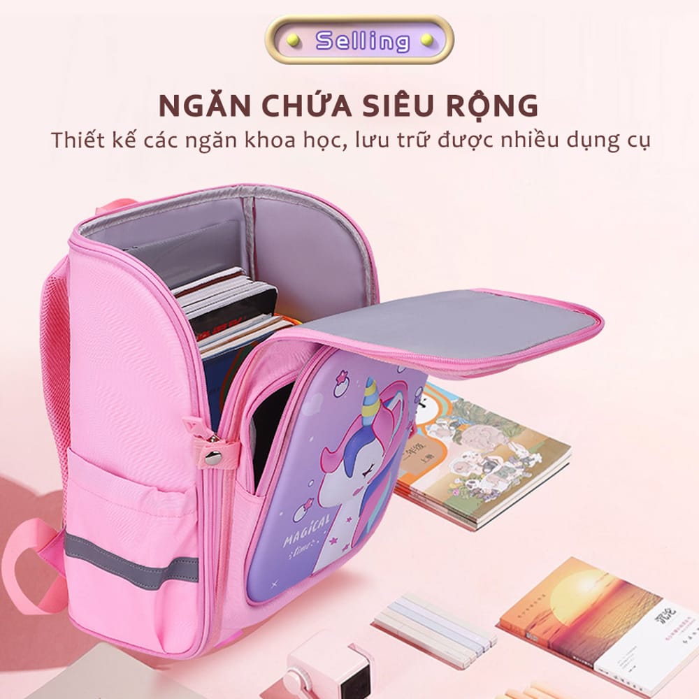 HOÀN TIỀN 15% - Ba Lô Chống Gù Siêu Nhẹ Hình 3D Cho Học Sinh Tiểu Học Cặp Sách Học Sinh Có Phản Quang Cho Bé Gái Bé Trai