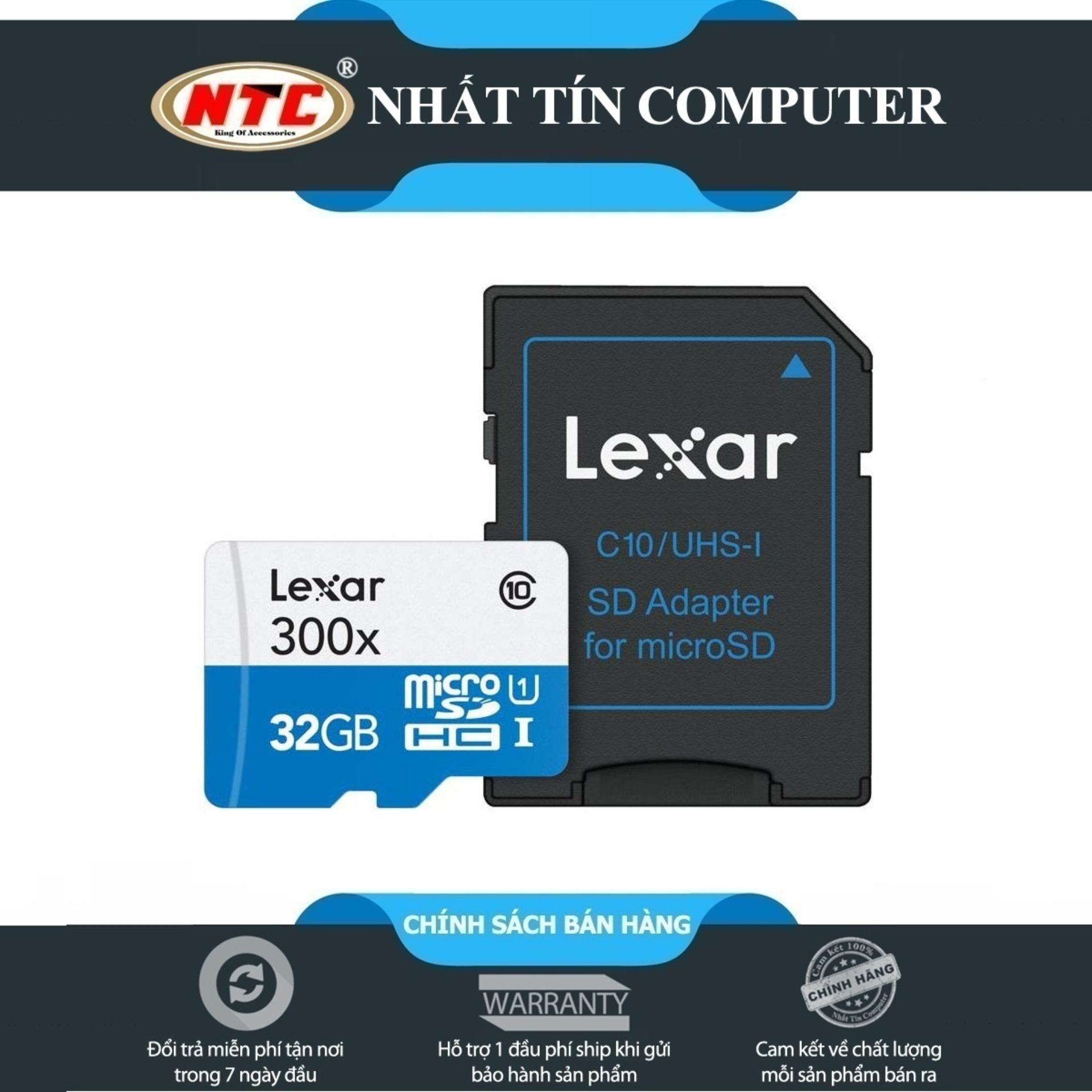 [KHÔNG BOX] Thẻ nhớ MicroSDHC Lexar 32GB Class 10 300x 45Mb/s (trắng xanh) Nhất Tín Computer