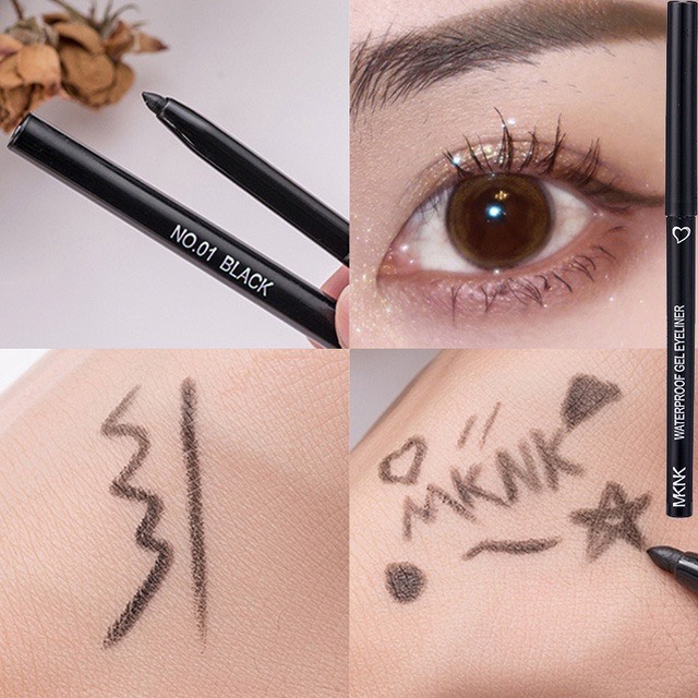 Bút chì kẻ mắt mknk đầu mảnh chống thấm nước lâu trôi, chì kẻ eyeliner chống lem trôi