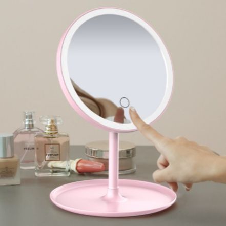 USB rechargeable LED makeup mirror (multicolor)-[stylish makeup mirror touch up mirror cute makeup mirror folding Mirror]