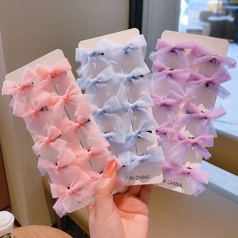 Kẹp tóc cào tóc vải voan hoa Hồng màu pastel nhẹ nhàng nàng thơ