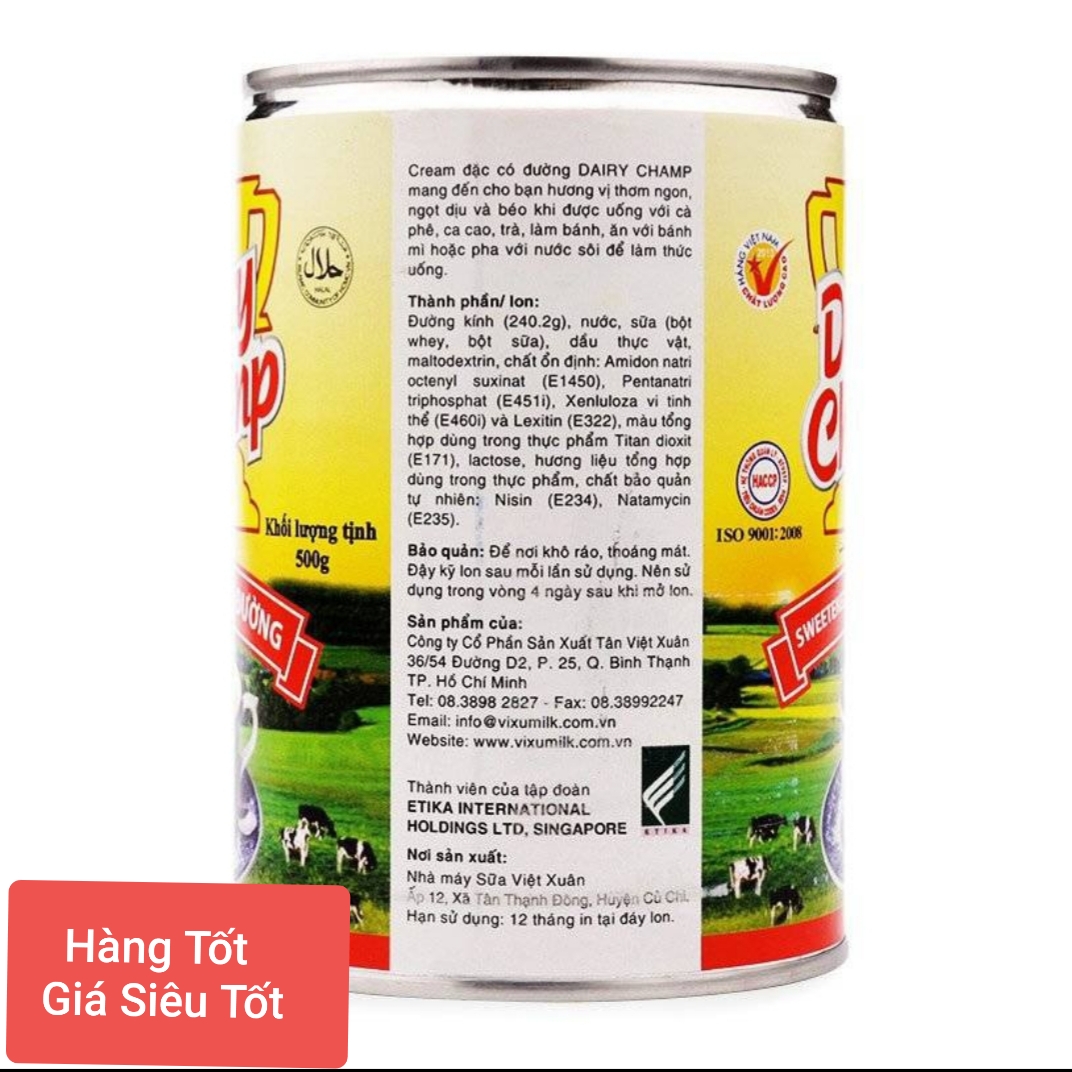 Sữa đặc có đường DAIRY CHAMP 500g/lon