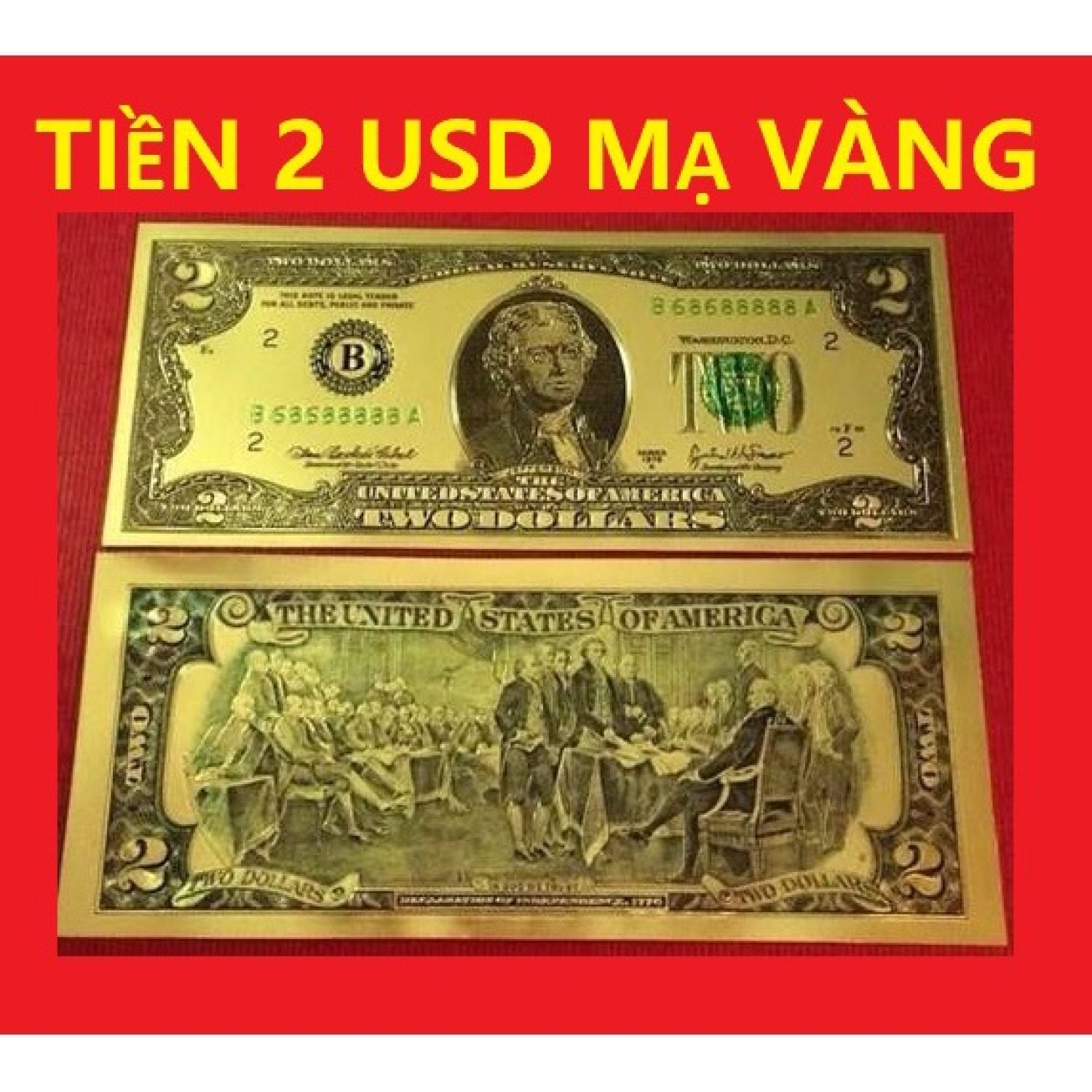 {SALE KHỦNG} tơ` 2USD Mạ Vàng Plastic làm quà lưu niệm {siêu rẻ}