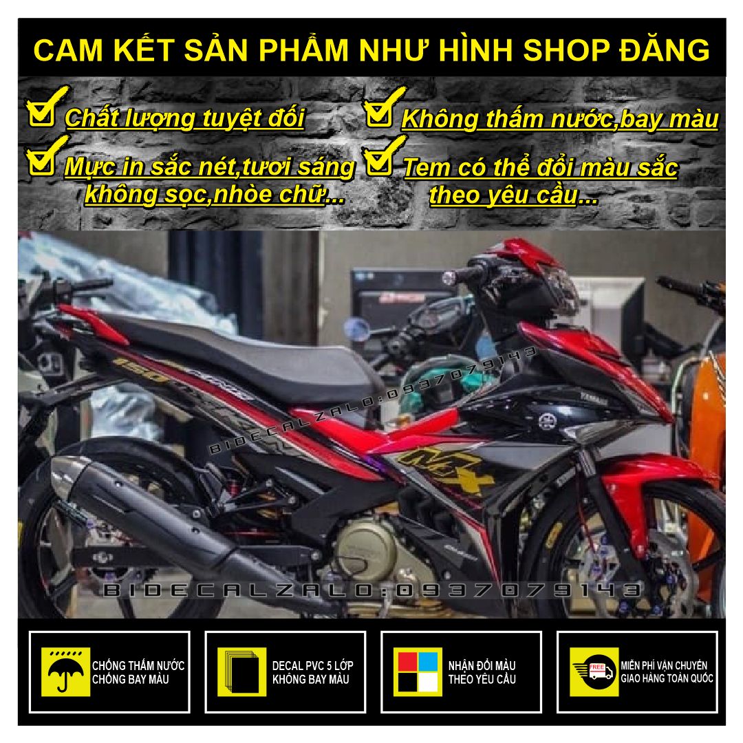 [SÀI GÒN-Q12] TEM RỜI EXCITER 150 MX KING 2 PHỐI ĐỎ ĐEN