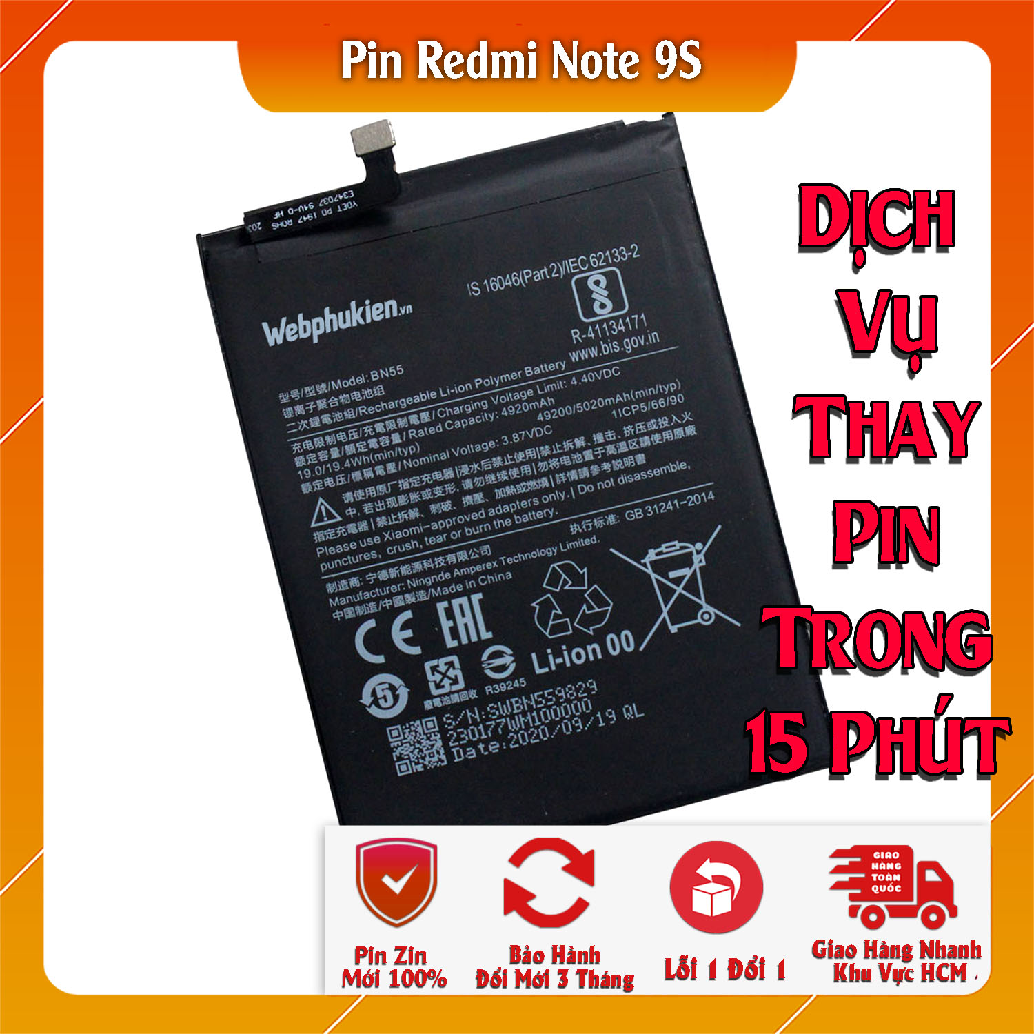 Pin scud cho xiaomi redmi 8a, redmi 8, redmi note 8 pro, redmi 9, redmi note 9 5g, redmi 10x 4g, redmi 9a, redmi 9c, redmi note 9 4g, redmi note 9s