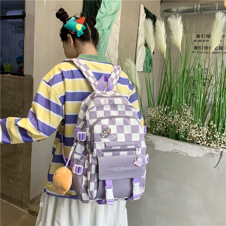 Balo ulzzang kẻ caro đi học học sinh sinh viên Hàn Quốc cao cấp chống nước Lemone BL292