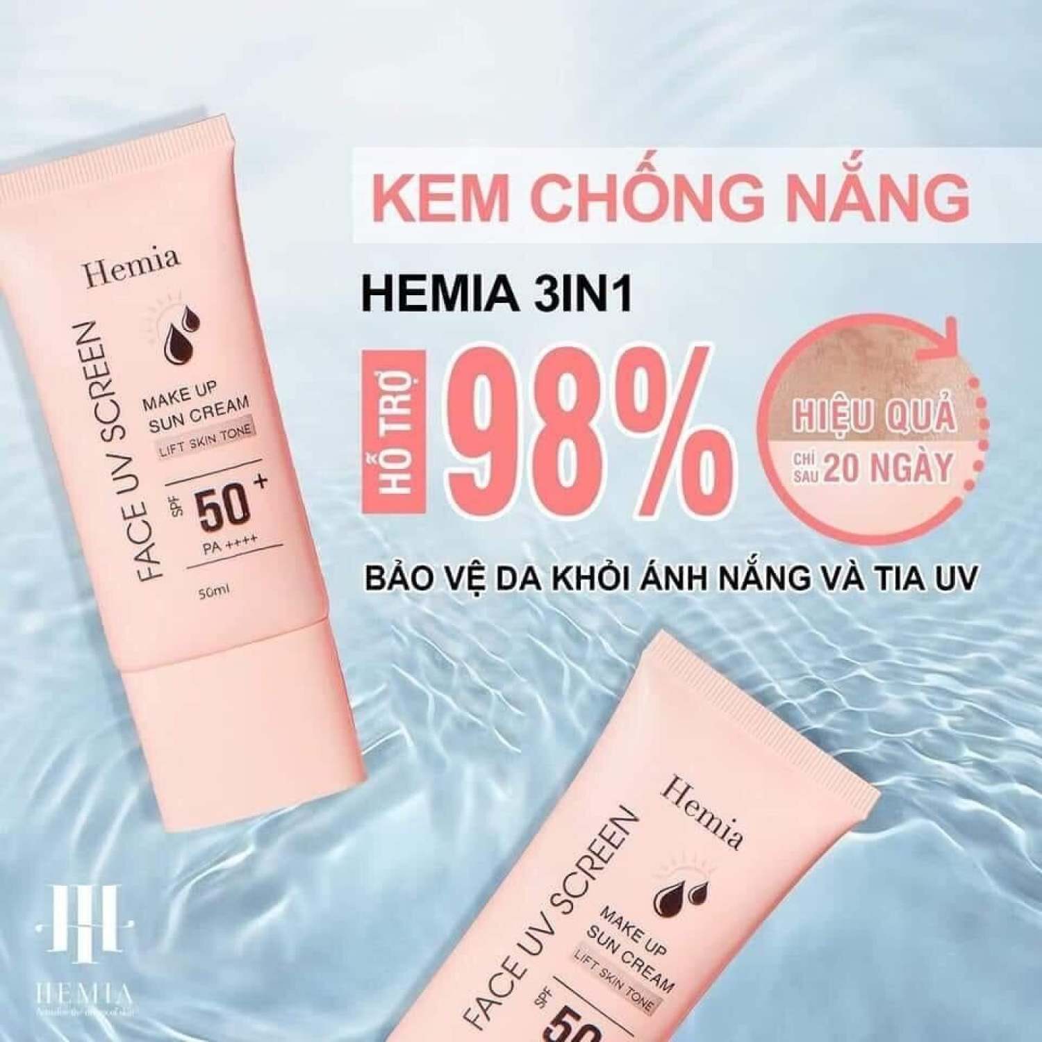 HOÀN TIỀN 15% - Kem Chống Nắng Hemia Hàn Quốc Dưỡng Trắng Make Up Bảo Vệ Da Chống Lão Hoá Cho Da Dầu Da Mụn Da Khô Da Thường