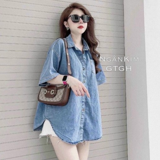 Áo sơ mi bò trơn fom thụng - Hàng loại đẹp
