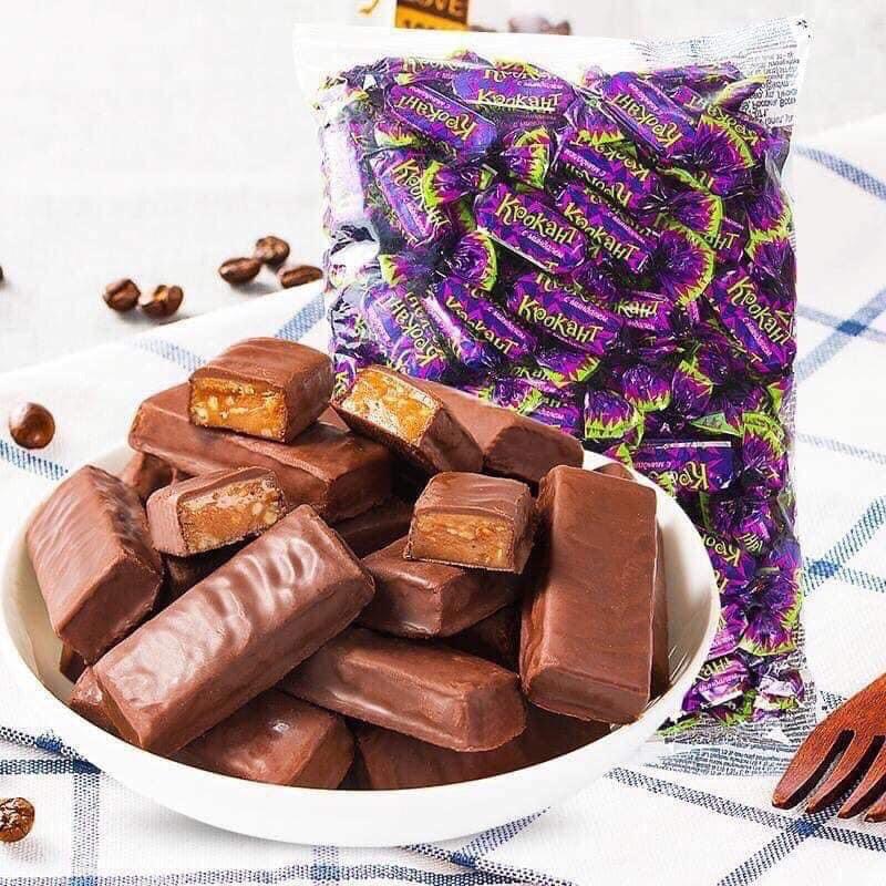 Kẹo Nga (chuẩn) Socola Hạnh Nhân Krokaht tím gói 500g - Bánh kẹo Tết