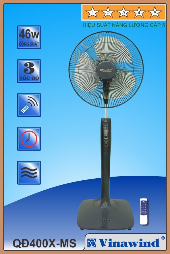 Quạt cây vinawind qđ400x-ms - có điều khiển từ xa tiện lợi - hàng chính hãng - bảo hành 12 tháng