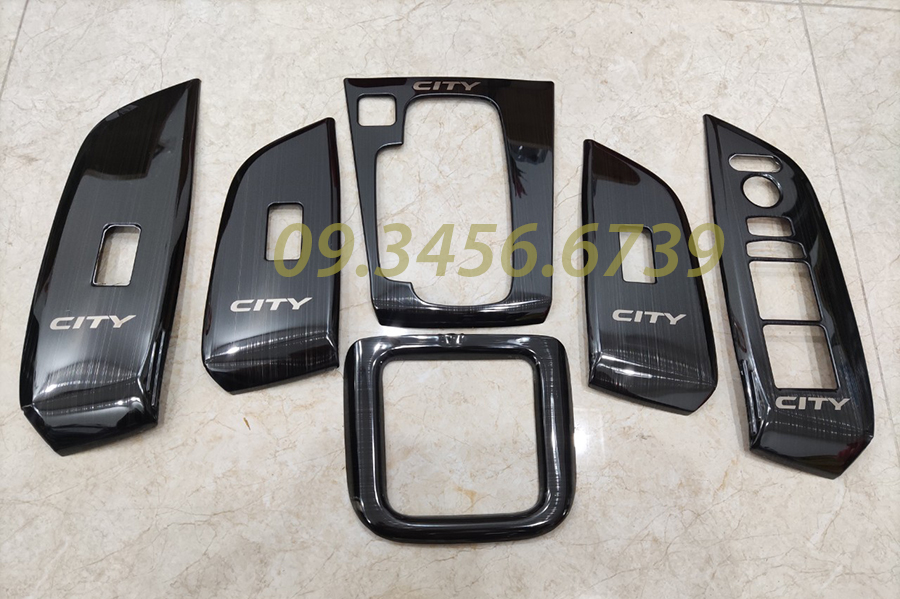 Ốp nội thất titan xe Honda CITY 2015 đến 2023 -  5 Chi Tiết, Có Sẵn Keo Dính Dễ Dàng Lắp Đặt Tại Nhà, Phụ Kiện Trang Trí Xe Sang Trọng Hơn