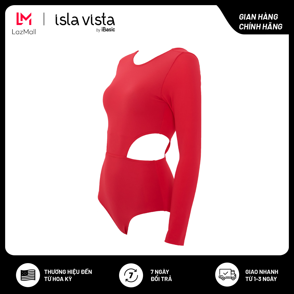 Monokini cut out tay dài iBasic IVWM032