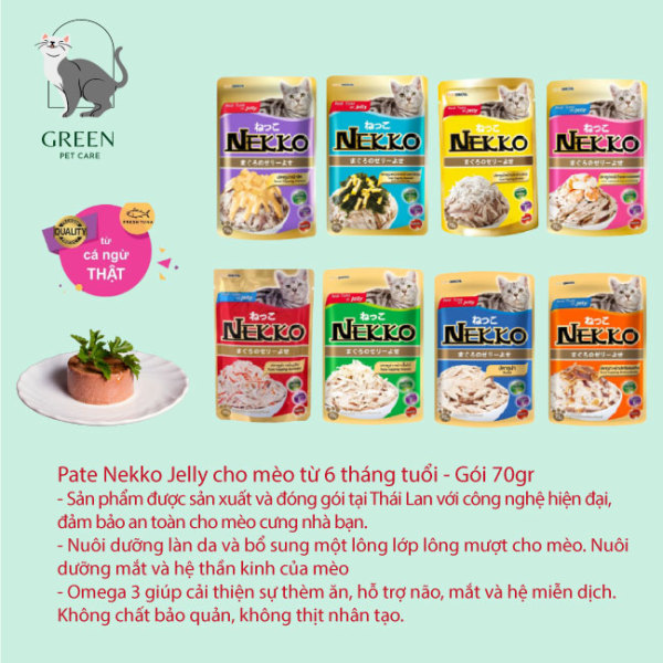Pate Nekko Jelly dạng thạch cho mèo đủ vị - Gói 70gr/Combo 12 gói tiết kiệm