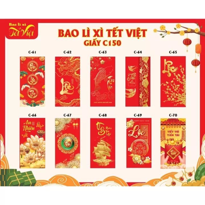 [Quà Tặng Không Bán] SET 10 Bao Lì Xì Tết 2024 Giáp Thìn Cực Đẹp