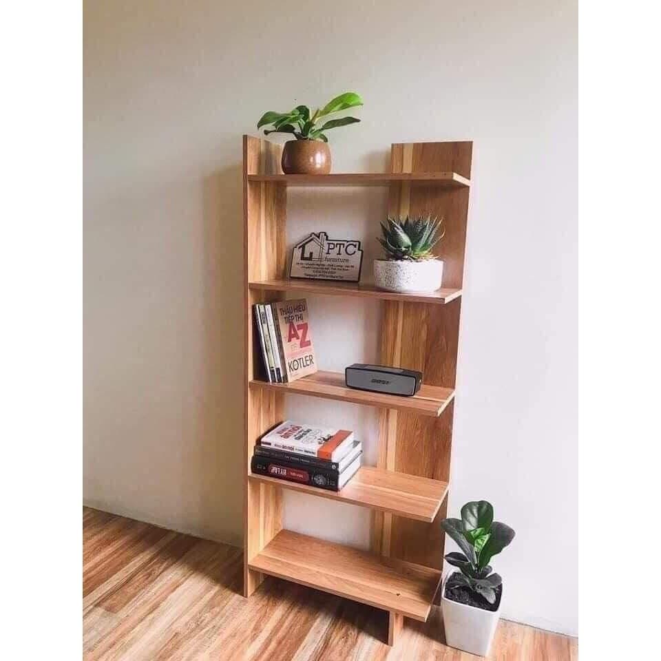 Kệ gỗ trang trí, kệ góc tường gỗ 5 tầng [giao màu gỗ]