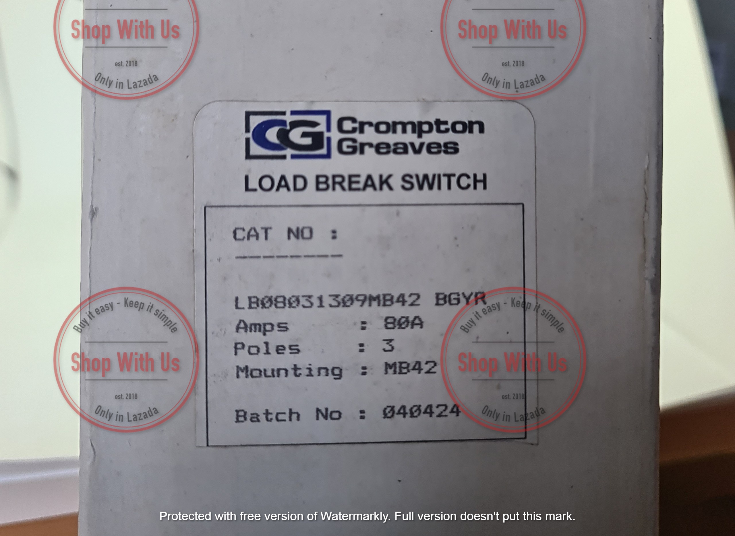 Công tắc LB080 3P 80A  On/Off - Công tắc chuyển mạch dòng điện ba pha - Chuyển mạch dòng 3P 80A 2 vị trí ON/OFF -  Công tắc xoay 2 vị trí đổi dòng 3P 80A - chuyển mạch Salzer