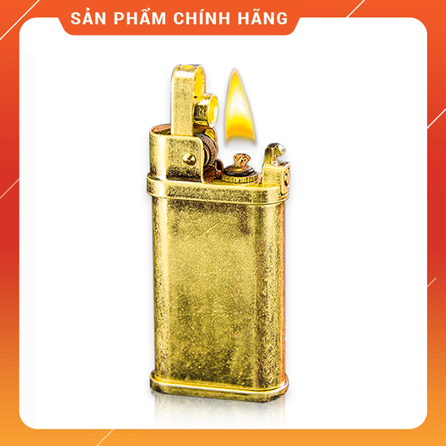 Vỏ Hộp Quẹt Bật Lửa Xăng Đá Đánh Lửa Tự Động YU BANG Thiết Kế Độc Lạ Màu Vàng - Dùng Xăng Bấc Đá Cao Cấp (KHÔNG XĂNG KHÔNG GAS)