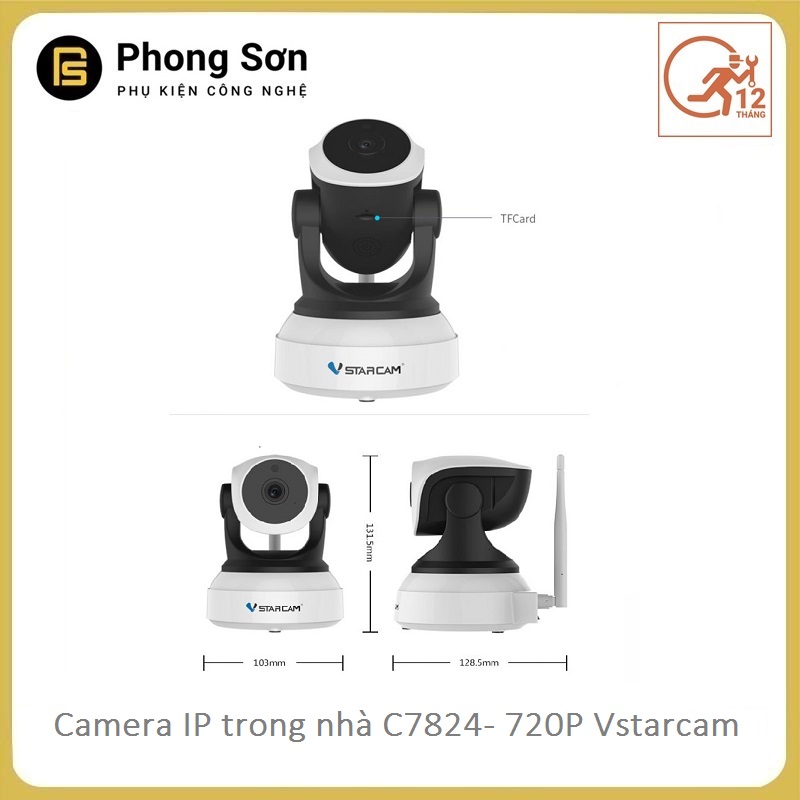 Camera wifi ip C7824 720P Vstarcam (Tặng thẻ 64GB)