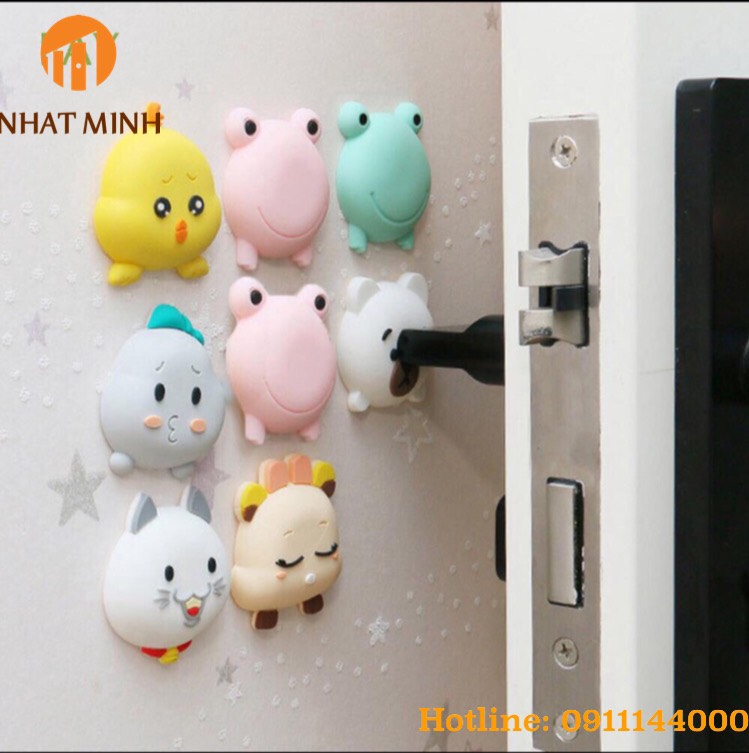 Miếng Silicon hình thú dán tường chặn cửa chống va đập