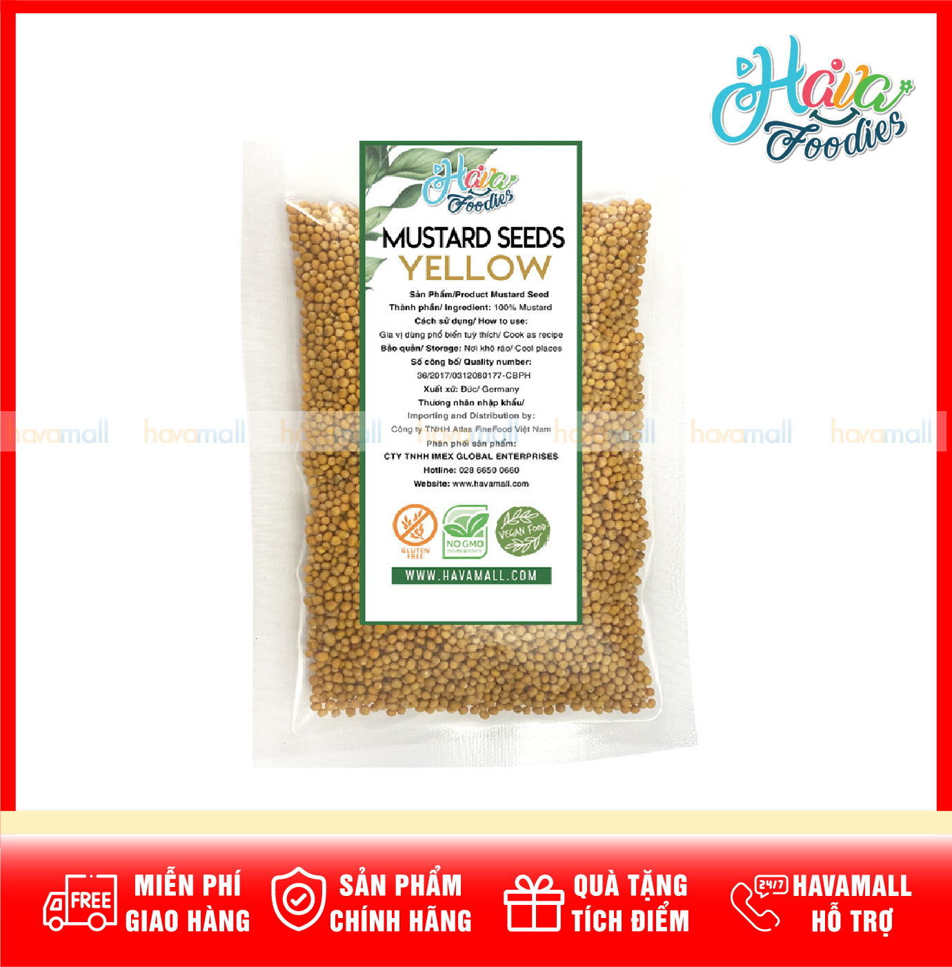 Hạt Mù Tạt Vàng Thương Hiệu Hava Foodies – Yellow Mustard Seed