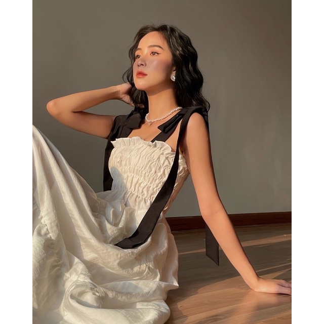 [Nhập mã LAZFASHION34-giảm 15% tối đa 99k/600k]SAP-Đầm phồng cột dây nơ dài