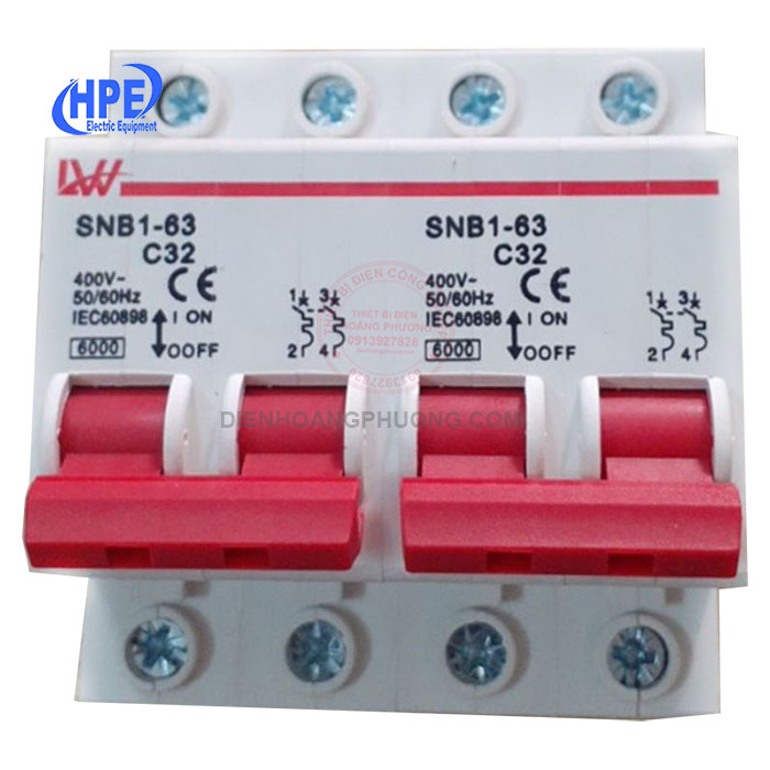 Cầu dao đảo chiều 2 pha dạng aptomat