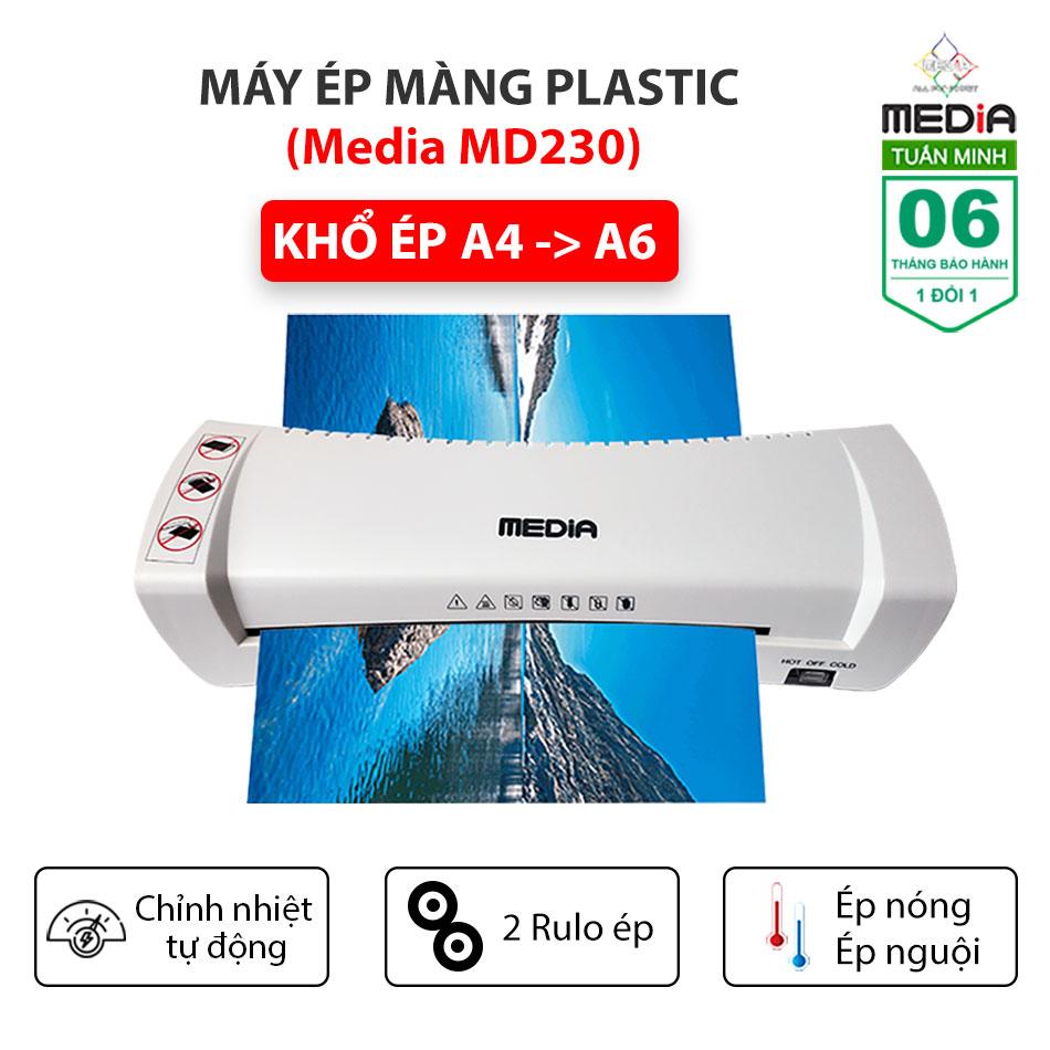 Máy Ép Nhựa Dẻo Máy Ép Màng Plastic Media MD230 Khổ Ép A4