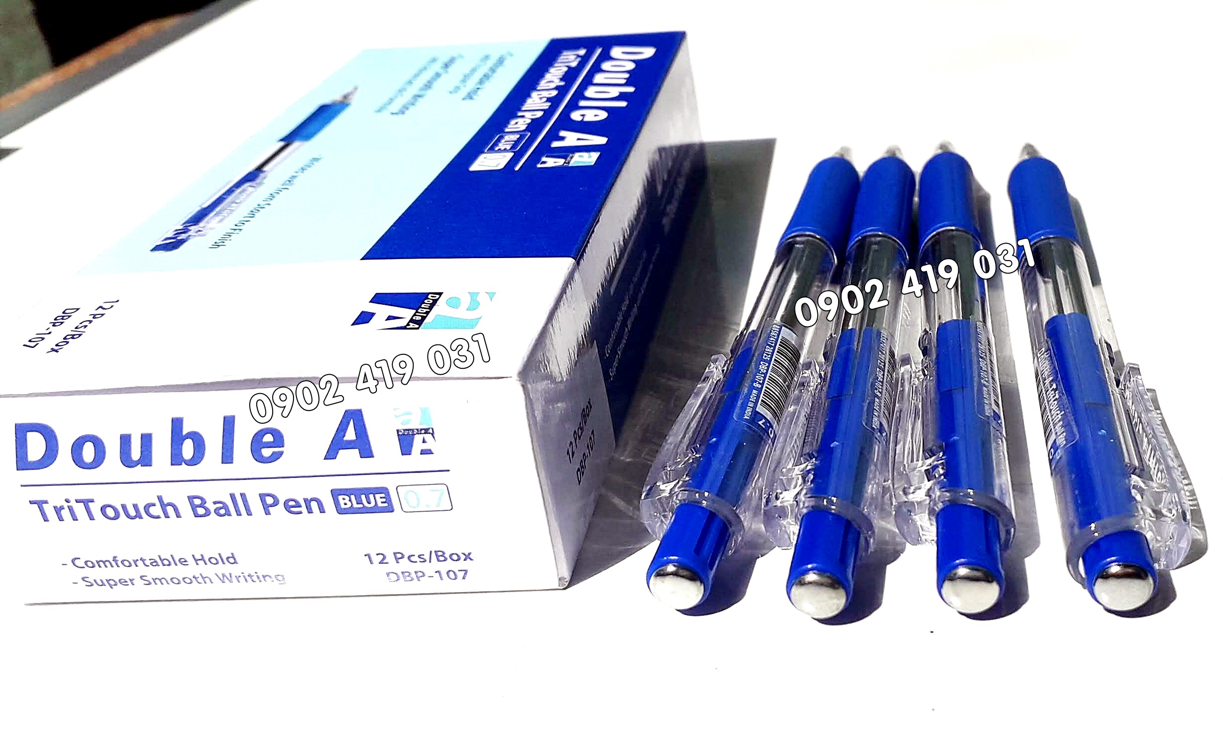 Bút Bi Double A Tritouch 0.7mm - Hộp 12 cây