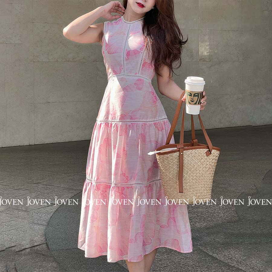 Đầm maxi hoa hồng ren Joven