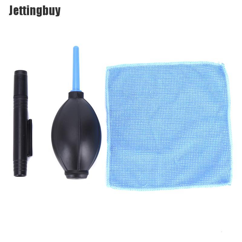 Jettingbuy 3 in 1 Lens Cleaner Set DSLR VCR Camera Pen Brush Dust Blower Cleaning Cloth Kit