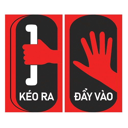 (1 bộ 2 tấm) Decal dán cửa kính chỉ dẫn mở cửa PULL - PUSH (KÉO - ĐẨY)