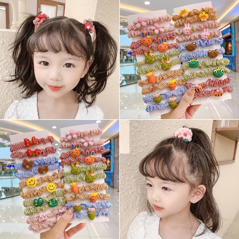 Set 10 dây chun cột tóc nhiều màu cute cho bé