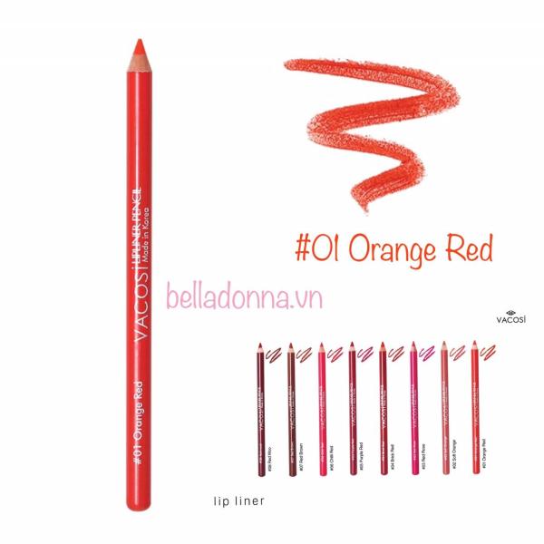 Chì Kẻ Viền Môi Vacosi Lipliner Pencil No.1 Orange Red