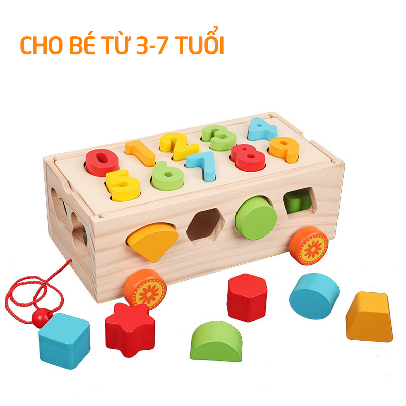 Đồ chơi gỗ cho bé xe thả hình khối gỗ