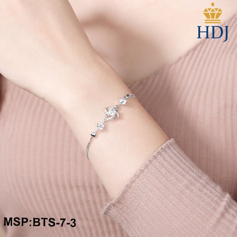 Combo dây chuyền, bông tai và lắc bạc Ý 925 Hình Cỏ bốn lá may mắn sang trọng trang sức cao cấp HDJ mã BTS-7-3