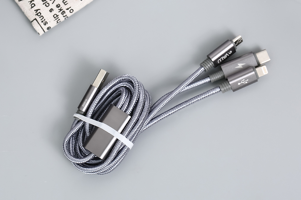 Cáp 3 đầu Lightning Type C Micro 1m eValu Spanker B 2 ( Like New )