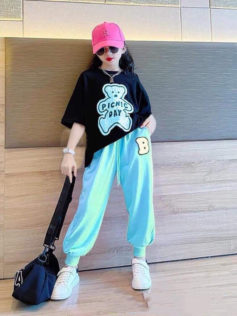 BỘ THUN HIP HOP BÉ GÁI HÌNH GẤU