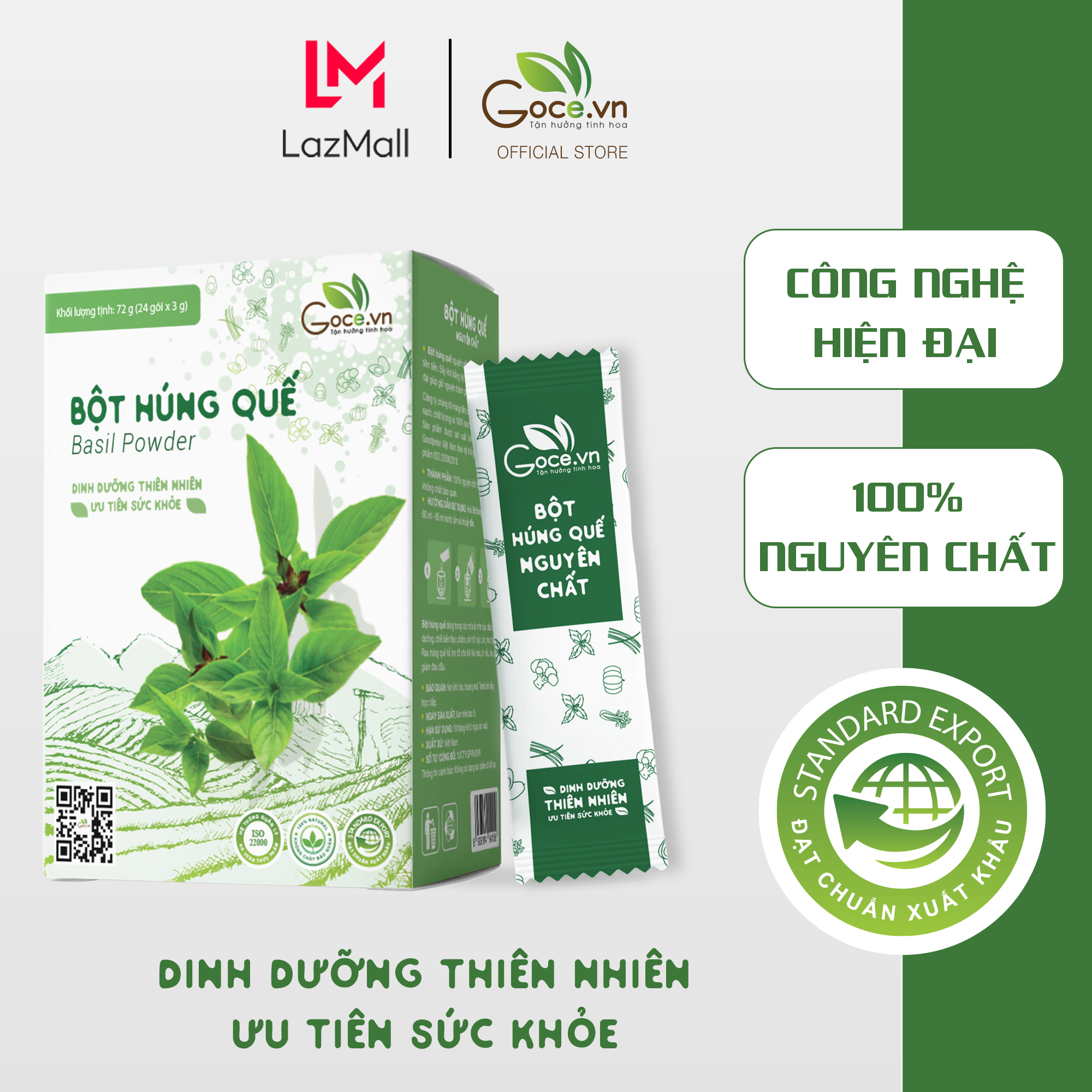 Bột húng quế nguyên chất Goce - 72g (24 gói x 3g)