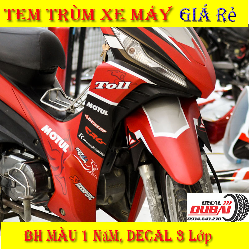 Tem Trùm Wave RSX Đen Đỏ Motul