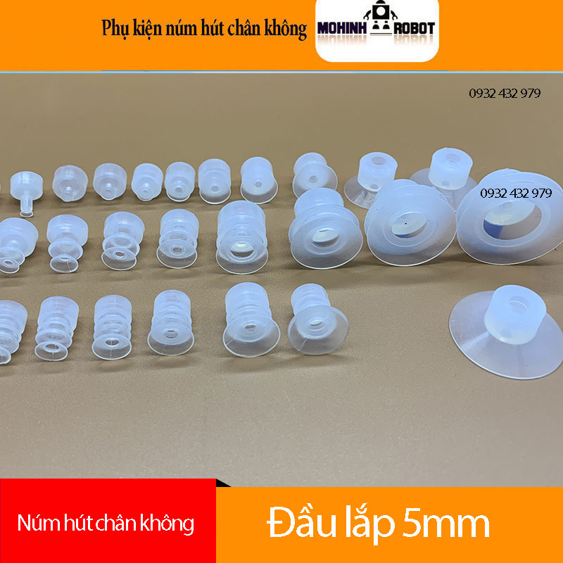 Cốc hút chân không SMC 2 lớp đầu lắp 5mm silicon